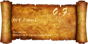 Orf Fanni névjegykártya